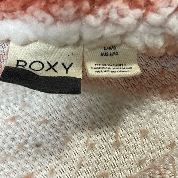 Roxy Quarter-zip Striped Fleece Sweatshirt In Canyon Clay Stripe Size Large - Picture 2 of 12